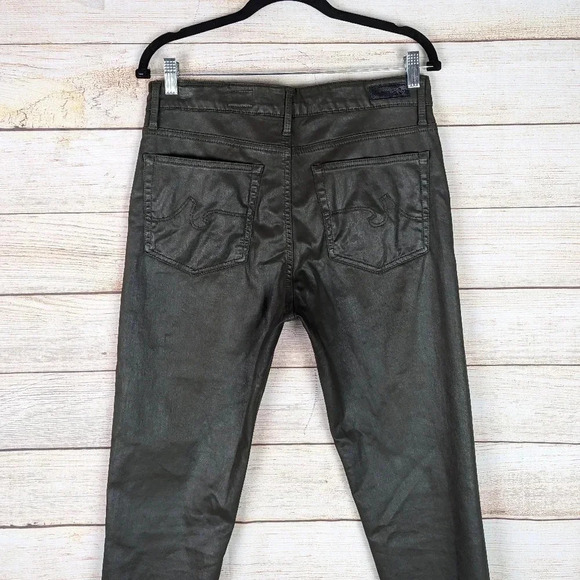 AG Adriano Goldschmied Size 31 Farrah High Rise Skinny Ankle Green Wax Coat Pant - Picture 9 of 11